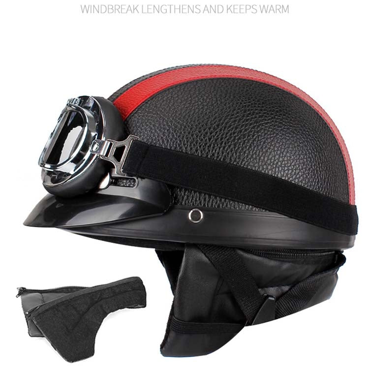 BSDDP A0318 PU Helmet With Goggles, Size: One Size(Black Blue) by BSDDP