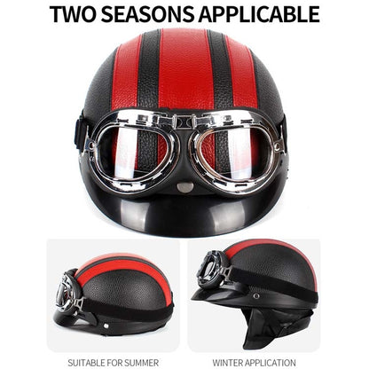BSDDP A0318 PU Helmet With Goggles, Size: One Size(Black Brown) by BSDDP