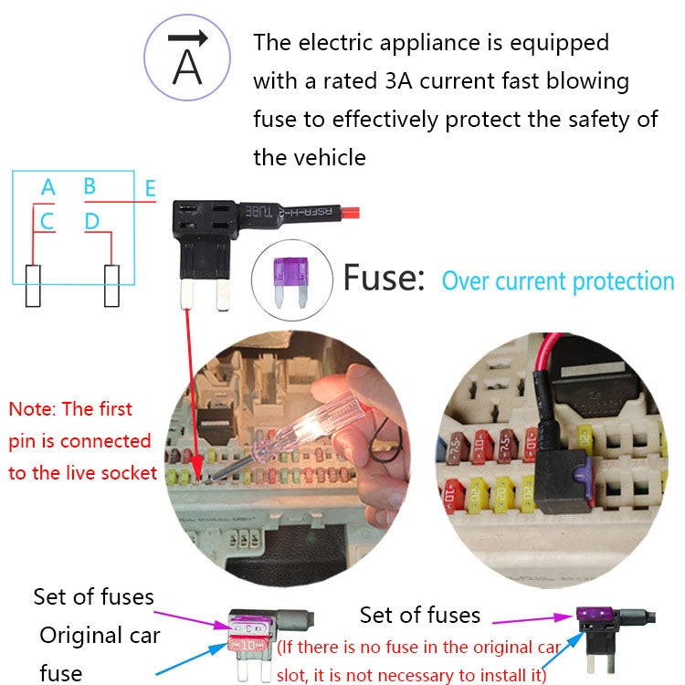 C301 12V to 5V Car ACC Takes Electricity Buck Cables, Model: Buckle + Electric Pen + Cable Tie - In Car by buy2fix | Online Shopping UK | buy2fix