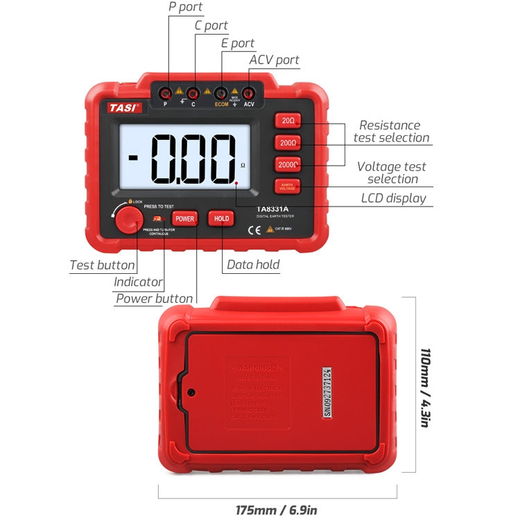 TASI TA8331A Ground Resistance Tester High Accuracy Digitally Ground Resistance Meter - Consumer Electronics by TASI | Online Shopping UK | buy2fix