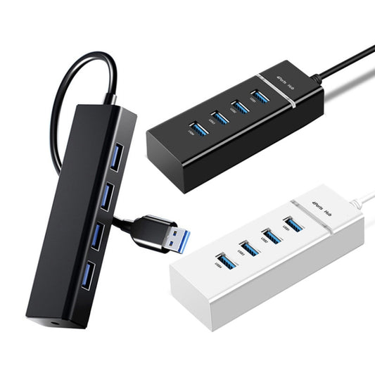 4 X USB 2.0 Ports HUB Converter, Cable Length: 15cm,Style： With Light Bar White by buy2fix