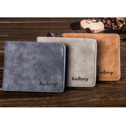 Baellerry BLR1152 Men Short Wallet Vintage Frosted Two Fold Wallet(Coffee Horizontal) by Baellerry