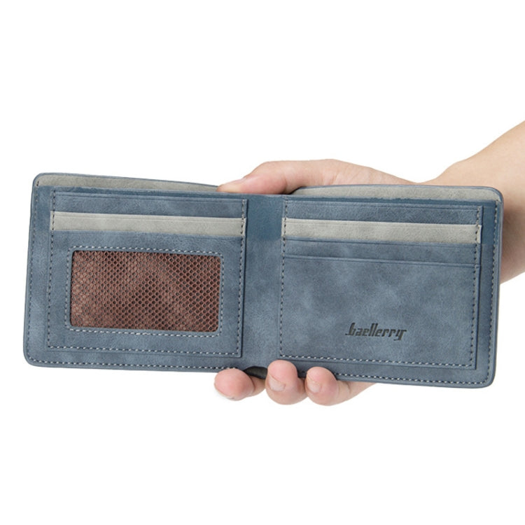 Baellerry BLR1152 Men Short Wallet Vintage Frosted Two Fold Wallet(Coffee Horizontal) by Baellerry