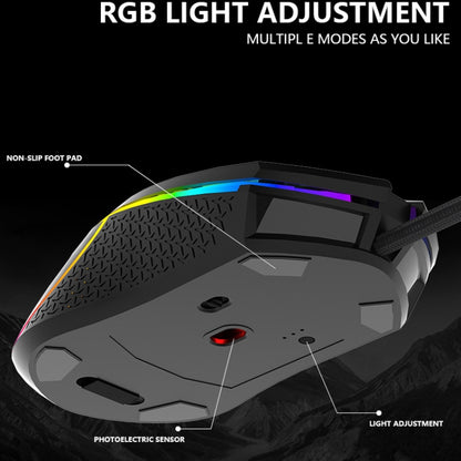 LEAVEN S50 6Keys Macro Definition Programmable RGB Lighted Gaming Wired Mouse, Cable Length: 1.5m(Pink) - Wired Mice by LEAVEN | Online Shopping UK | buy2fix