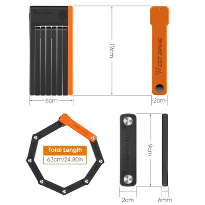 WEST BIKING Bicycle Anti-Theft Lightweight Folding Chain Lock(Black Orange) - Bicycle Locks & Bicycle Pumps by WEST BIKING | Online Shopping UK | buy2fix