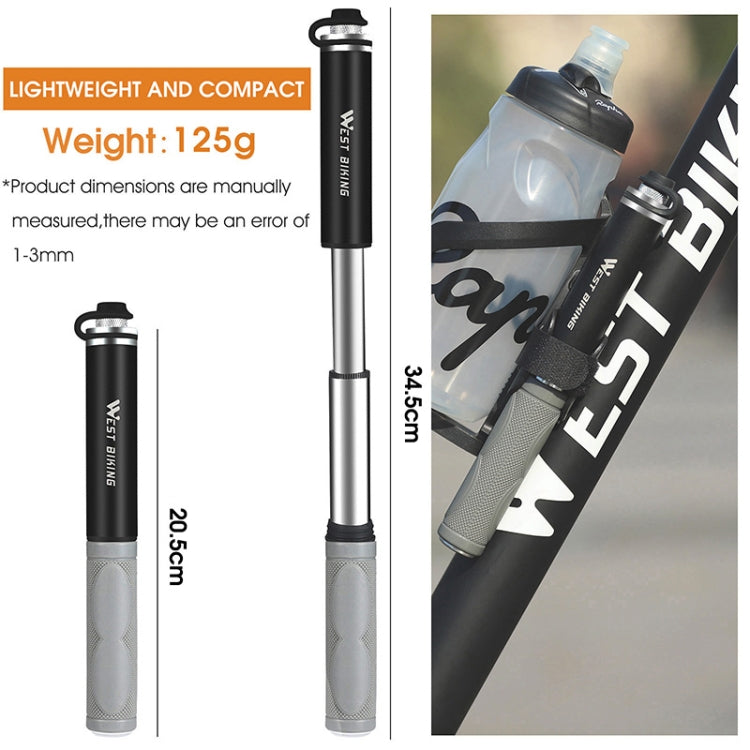 WEST BIKING Mountain Bike Portable High Pressure Rubber Grip Pump(120PSI Black) - Bicycle Locks & Bicycle Pumps by WEST BIKING | Online Shopping UK | buy2fix