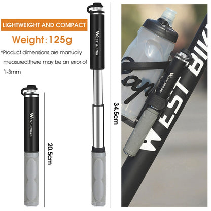 WEST BIKING Mountain Bike Portable High Pressure Rubber Grip Pump(120PSI Black) - Bicycle Locks & Bicycle Pumps by WEST BIKING | Online Shopping UK | buy2fix