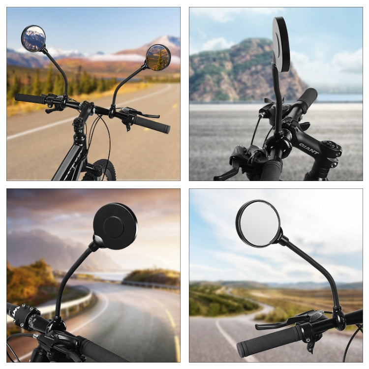 1 Pair Bicycle Hose Adjustment Convex Large Screen Rearview Mirror(Black) - View Mirrors by buy2fix | Online Shopping UK | buy2fix