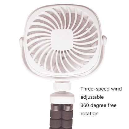 Octopus Stroller Deformation Fan Desktop Portable Handheld USB Small Fan, Colour: 1200mAh Black - Consumer Electronics by buy2fix | Online Shopping UK | buy2fix