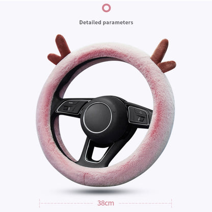 Antler Thick Plush Steering Wheel Cover, Style: O Type (White) - In Car by buy2fix | Online Shopping UK | buy2fix