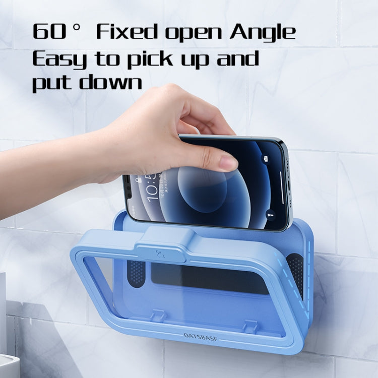 Oatsbasf  Bathroom Waterproof Phone Case Holder Shower Phone Box Wall Mount Phone Holder(Blue) - Hand-Sticking Bracket by Oatsbasf | Online Shopping UK | buy2fix