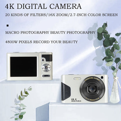 C8 4K  2.7-inch LCD Screen HD Digital Camera Retro Camera,Version: 30W Standard Version  White - Consumer Electronics by buy2fix | Online Shopping UK | buy2fix