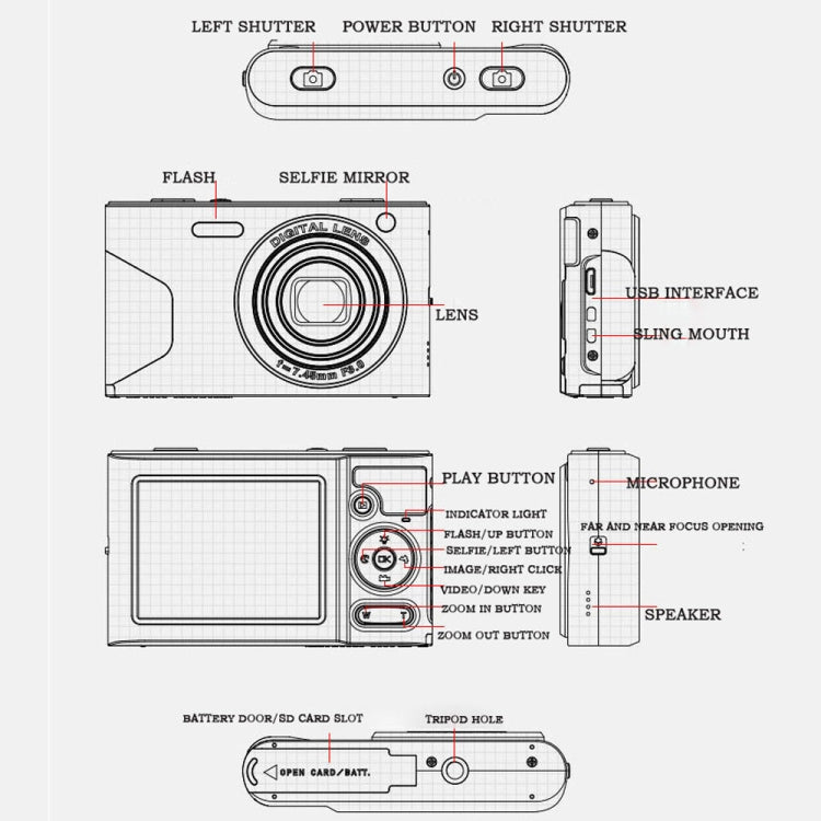 C8 4K  2.7-inch LCD Screen HD Digital Camera Retro Camera,Version: 30W  Standard Version Black - Consumer Electronics by buy2fix | Online Shopping UK | buy2fix