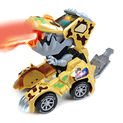 HG-884 Spray Deformation Dinosaur Fighting Vehicle Light Music Automatic Rotating Children Toys(Yellow) - Model Toys by buy2fix | Online Shopping UK | buy2fix