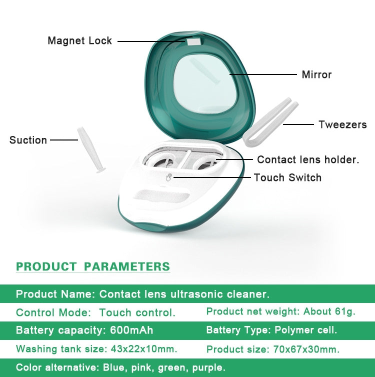 BAKU BA-2030 Portable Ultrasonic Contact Lens Cleaner(Green) - Home & Garden by BAKU | Online Shopping UK | buy2fix