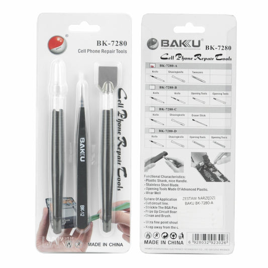 BAKU Solder Slurry Removal Scraper Tweezers Set(BK-7280) by BAKU