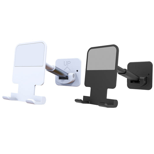2 PCS T11 Wall Paste Mobile Phone Bracket Foldable Lift Bathroom Kitchen Wall Bracket(White) by buy2fix