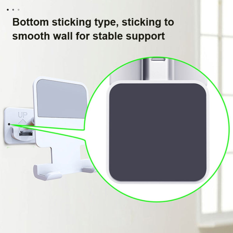 2 PCS T11 Wall Paste Mobile Phone Bracket Foldable Lift Bathroom Kitchen Wall Bracket(White) - Hand-Sticking Bracket by buy2fix | Online Shopping UK | buy2fix