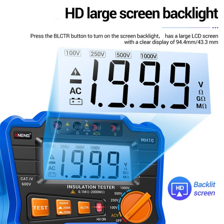 ANENG MH10 Digital High Precision Insulation Resistance Tester(Orange) - Consumer Electronics by ANENG | Online Shopping UK | buy2fix