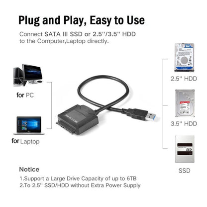 SATA To USB3.0 Easy Drive Cable External 2.5 / 3.5 Inch Hard Drive Adapter Cable(Black) - eSATA & SATA & IDE by buy2fix | Online Shopping UK | buy2fix