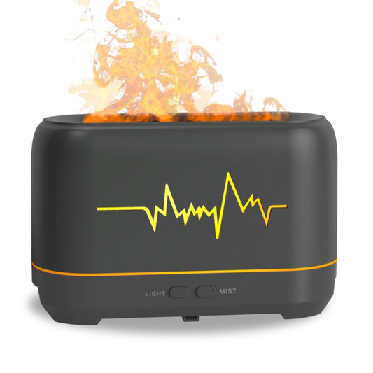 YX-1690 Wood Grain Aroma Diffuser Hollow Flame Humidifier(Black) by buy2fix