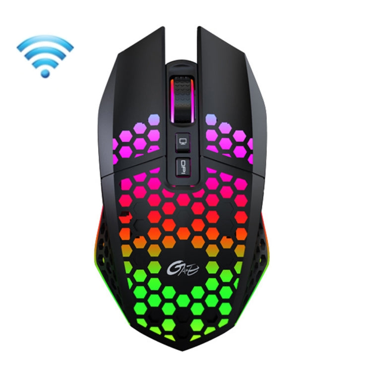 FMOUSE  X801 8 Keys 1600DPI Hollow Luminous Gaming  Office Mouse,Style: Black Wireless Rechargeable - Wireless Mice by FMOUSE | Online Shopping UK | buy2fix