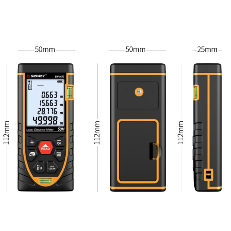 SNDWAY SW-M50 Laser Distance Meter Infrared Measuring Instrument, Distance: 50m - Consumer Electronics by SNDWAY | Online Shopping UK | buy2fix