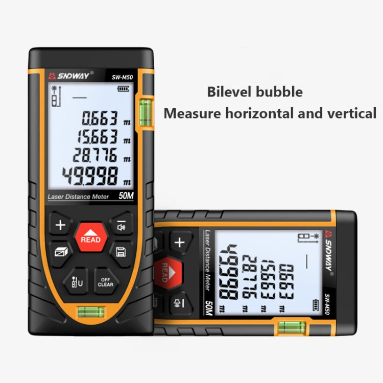 SNDWAY SW-M50 Laser Distance Meter Infrared Measuring Instrument, Distance: 50m - Consumer Electronics by SNDWAY | Online Shopping UK | buy2fix