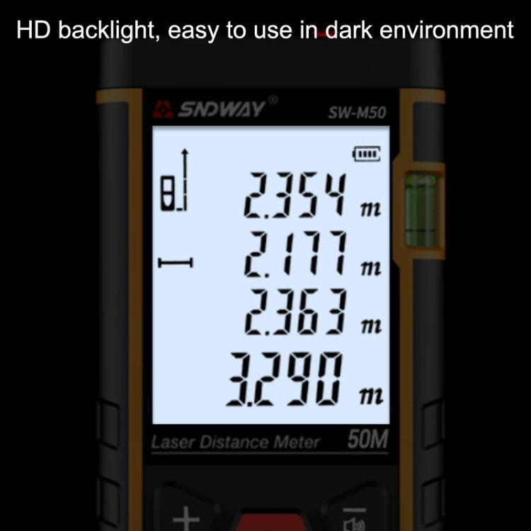 SNDWAY SW-M50 Laser Distance Meter Infrared Measuring Instrument, Distance: 50m - Consumer Electronics by SNDWAY | Online Shopping UK | buy2fix