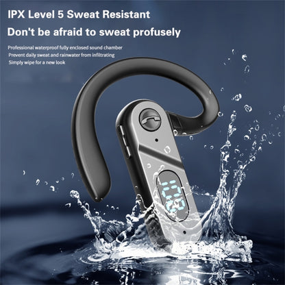 V28 Bluetooth Headset Hanging Ear Digital Display Single Ear Voice Control Earphone(Black) - Bluetooth Earphone by buy2fix | Online Shopping UK | buy2fix