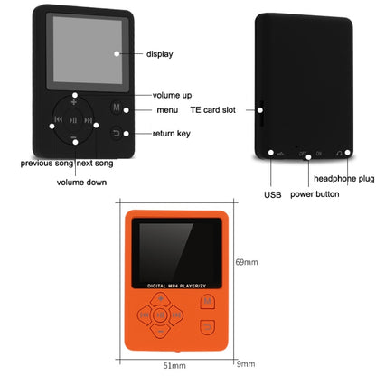 T69 Card Lyrics Synchronization Lossless Sound Quality MP4 Player, Style: Cross Button(Black) - Consumer Electronics by buy2fix | Online Shopping UK | buy2fix