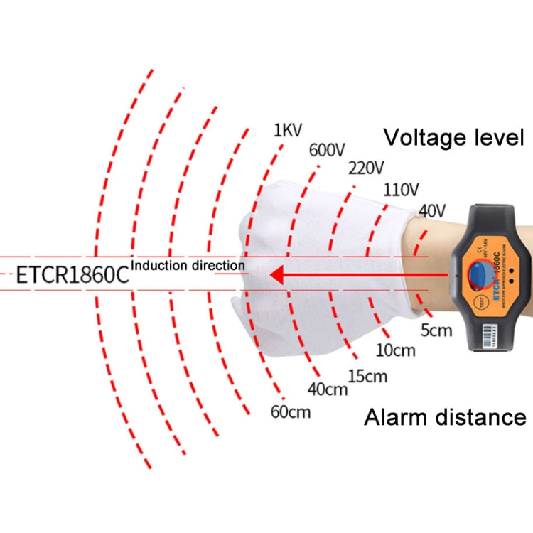 ETCR Non-contact High Voltage Alarm Ellectrician Test Pen, Model: ETCR1860C For Wrist - Current & Voltage Tester by ETCR | Online Shopping UK | buy2fix