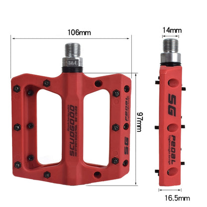 FMFXTR Mountain Bicycle Pedal Nylon Fiber Bearing Non-Slip Pedal(SG-12B Red) - Outdoor & Sports by FMFXTR | Online Shopping UK | buy2fix