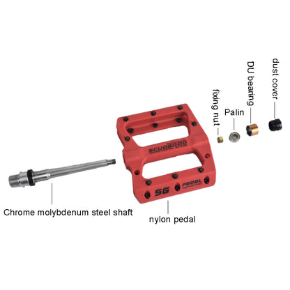 FMFXTR Mountain Bicycle Pedal Nylon Fiber Bearing Non-Slip Pedal(SG-12B Red) - Outdoor & Sports by FMFXTR | Online Shopping UK | buy2fix