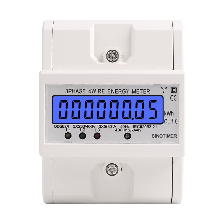 SINOTIMER Three-Phase Backlight Display Rail Type Electricity Meter 5-100A 400V(DDS024 White Shell) - Consumer Electronics by SINOTIMER | Online Shopping UK | buy2fix