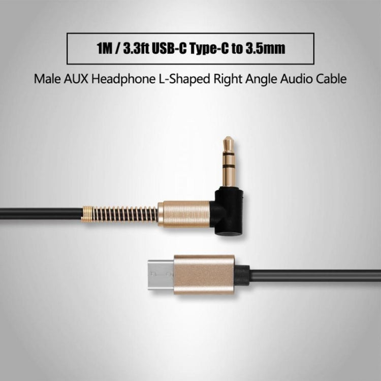 5 PCS Type-c/USB-c To 3.5mm Male Elbow Spring Audio Adapter Cable, Cable Length: 1m(Black) -  by buy2fix | Online Shopping UK | buy2fix