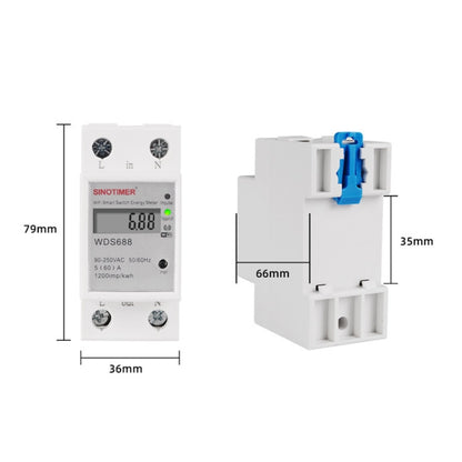 SINOTIMER WDS688 Smart WiFi Single-Phase Power Meter Mobile APP Home Rail Meter 5-60A 230V - Consumer Electronics by SINOTIMER | Online Shopping UK | buy2fix