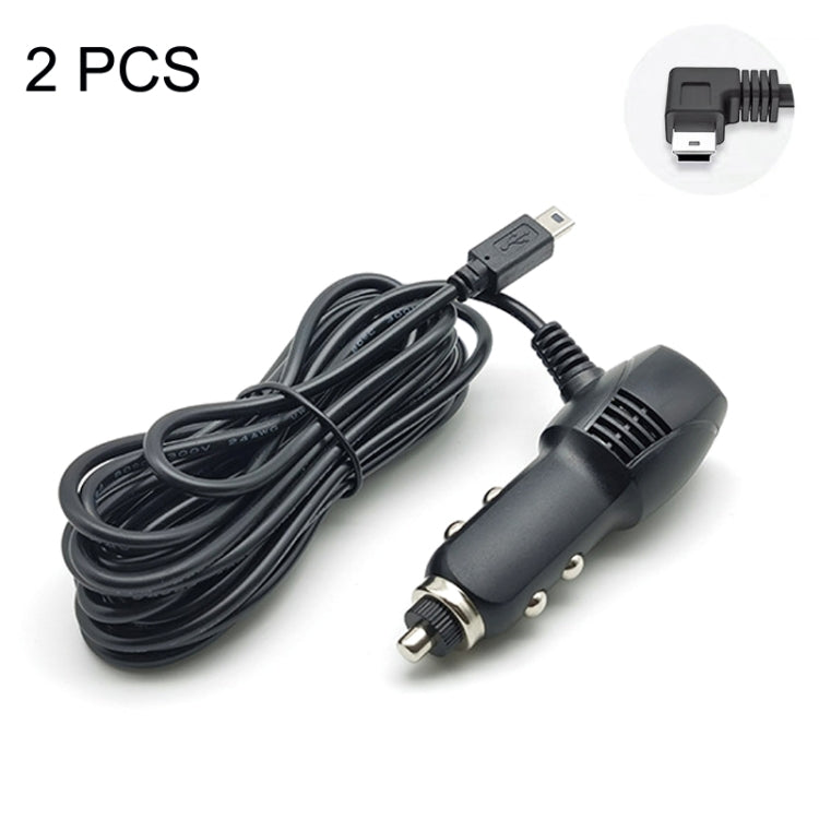 2 PCS Car Charger Fast Charging Driving Recorder Supply Line, Style: 1A+2A(Mini Left Bend) - In Car by buy2fix | Online Shopping UK | buy2fix