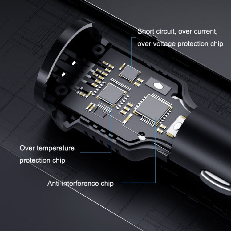 2PCS JY-032 USB Plug Digital Display Fast Charge Car Charger, Style: 3.5A + QC3.0(Mini Right Bend) - In Car by buy2fix | Online Shopping UK | buy2fix