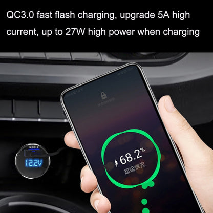 2PCS JY-032 USB Digital Display Fast Charge Car Charger, Style: 3.5A + QC3.0(Android Straight Head) - In Car by buy2fix | Online Shopping UK | buy2fix