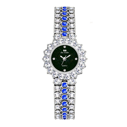 BS Bee Sister FA1580 Sparkling Full Diamond Watch Temperament Women Chain Watch(Silver Blue) - Alloy Watches by BS Bee Sister | Online Shopping UK | buy2fix