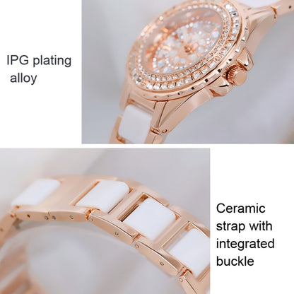 BS Bee Sister FA1490 Ladies Diamond-Set Ceramic Strap Watch(Rose Gold) - Alloy Watches by BS Bee Sister | Online Shopping UK | buy2fix