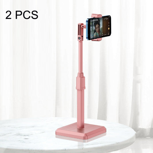 2 PCS Desktop Mobile Phone Live Broadcast Bracket Online Class Telescopic Floor Stand(Cherry Blossom Pink) - Consumer Electronics by buy2fix | Online Shopping UK | buy2fix