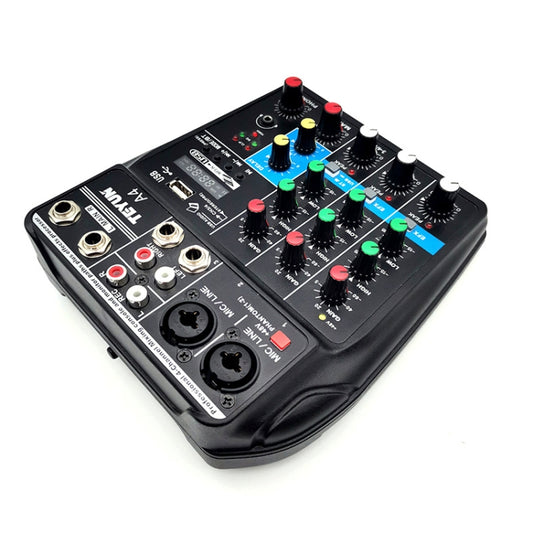 TEYUN A4 4-way Small Microphone Digital Mixer Live Recording Effector(EU Plug) by TEYUN