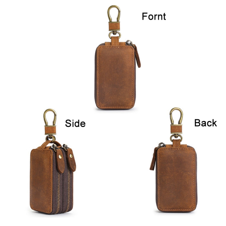 TP-9032 First Layer Cowhide Multifunctional Double Zipper Car Key Case(Brown) by buy2fix