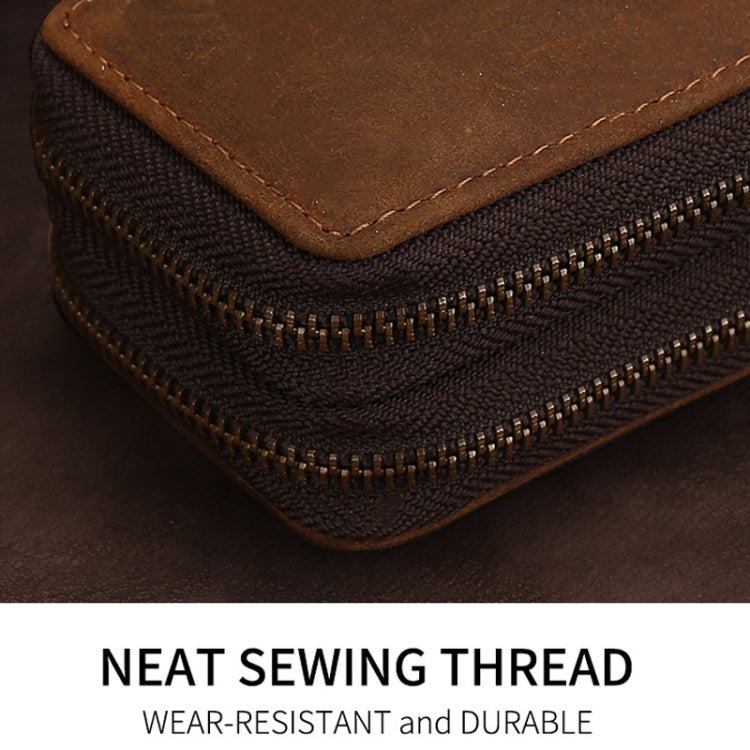 TP-9032 First Layer Cowhide Multifunctional Double Zipper Car Key Case(Brown) by buy2fix