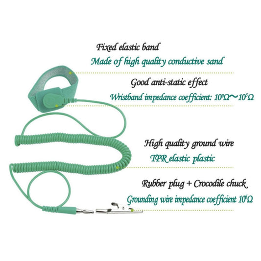 ProsKit AS-611 3m TPR Elastic Plastic Anti-Static Wired Wrist Strap by ProsKit