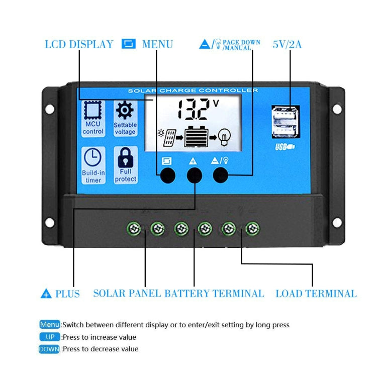 Solar Power System Inverters+30A Controller+18W 18V Solar Panel, Specification: Black 12V To 220V - Charger by buy2fix | Online Shopping UK | buy2fix