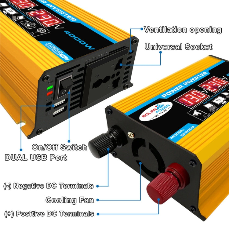 Solar Power System Inverter 30A Controller+18W 12V Solar Panel, Specification: Yellow 12V To 220V - Charger by buy2fix | Online Shopping UK | buy2fix