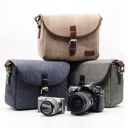 Casual SLR Camera Canvas Crossbody Bag(Khaki) - Camera Accessories by buy2fix | Online Shopping UK | buy2fix